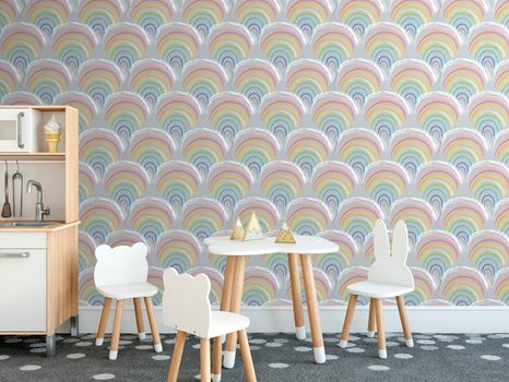 SAMOLEPÍCÍ TAPETA VESELÉ DUHOVÉ DOMEČKY - SAMOLEPÍCÍ TAPETY - TAPETY