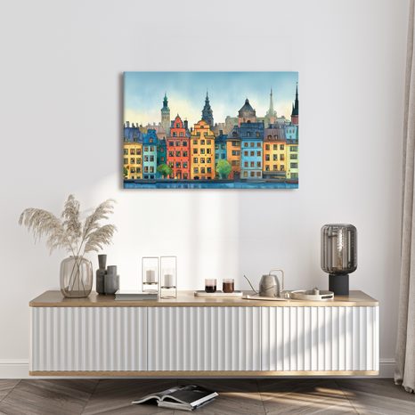 SLIKA POVIJESNI GRAD UZ RIJEKU - ŠARENE KUĆE - SLIKE