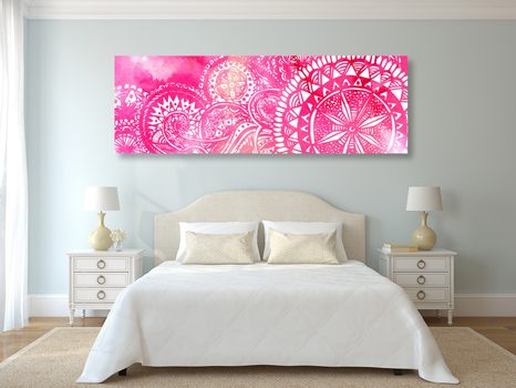 OBRAZ MANDALA RŮŽOVÝ AKVAREL - OBRAZY FENG SHUI - OBRAZY