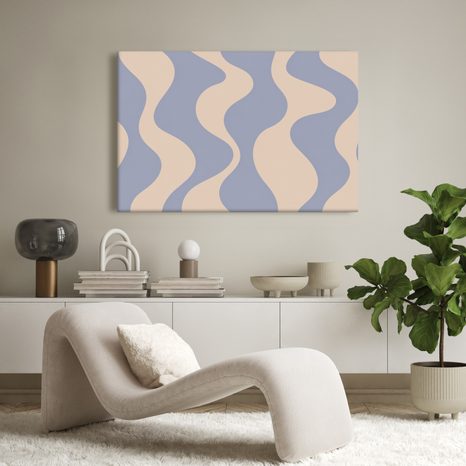 TABLEAU SUR TOILE – COURBES ABSTRAITES DÉLICATES EN BLEU - IMAGES FORMES ABSTRAITES - TABLEAUX