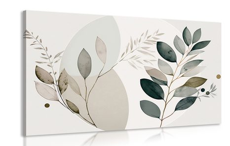 IMPRESSION SUR TOILE PLANTES BOHO EN CERCLE - IMPRESSIONS SUR TOILE ARBRES ET FEUILLES - IMPRESSION SUR TOILE