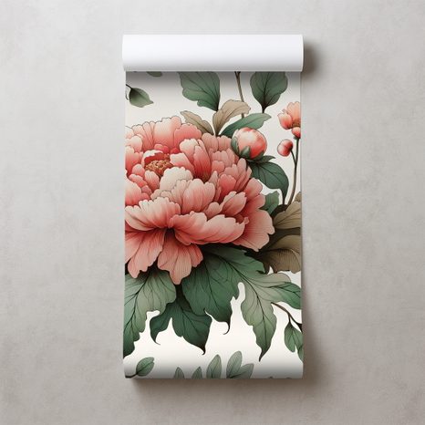 TAPETE ROMANTISCHE ROSA PFINGSTROSEN - TAPETEN MIT BLUMENMOTIVEN - TAPETEN