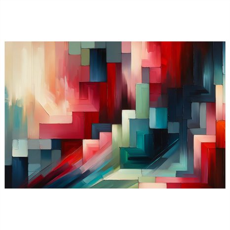 OBRAZ ABSTRAKTNÍ GEOMETRIE V ČERVENÉ - OBRAZY PODLE MOTIVU - OBRAZY