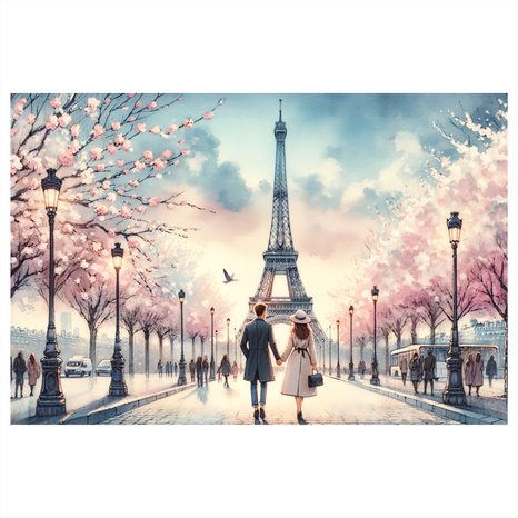 QUADRO SU TELA – AMORE SOTTO LA TORRE EIFFEL - QUADRI AMORE - STAMPE E QUADRI