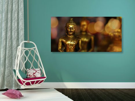 TABLEAU SUR TOILE – BOUDDHA AVEC FOND ABSTRAIT - TABLEAUX FENG SHUI - TABLEAUX