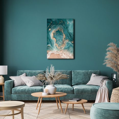 CANVASTAVLA ABSTRAKT OCEAN I SANDTONER - TAVLOR MED HAV OCH STRAND - TAVLOR