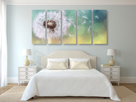 5-RÉSZES KÉP VÁRÁZSLATOS PITYPANG - VIRÁGMINTÁS KÉPEK - KÉPEK