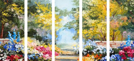 5-RÉSZES KÉP TÁJ OLAJFESTMÉNY - TERMÉSZET- ÉS TÁJKÉPEK - KÉPEK