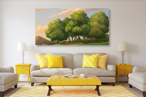 WANDBILD SONNENUNTERGANG ÜBER DER LANDSCHAFT - BILDER VON NATUR UND LANDSCHAFT - BILDER