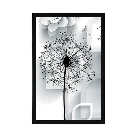 POSTER PĂPĂDIE ÎN DESIGN MODERN - ALB-NEGRU - POSTERE