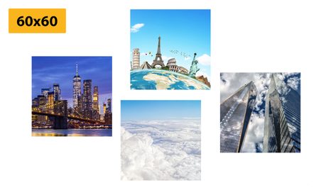 SET DI QUADRI – VISTA SUI GRATTACIELI DI NEW YORK - COLLEZIONI DI QUADRI - STAMPE E QUADRI