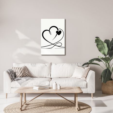 WANDBILD MINIMALISTISCHE SCHWARZE HERZEN - BILDER MIT LIEBESMOTIVEN - BILDER