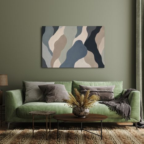 TABLEAU SUR TOILE – FORMES ORGANIQUES AUX COULEURS SOURDES - IMAGES FORMES ABSTRAITES - TABLEAUX