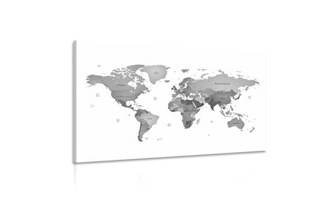 TABLOU HARTA LUMII ÎN CULORI DE ALB-NEGRU - TABLOURI CU HĂRȚI - TABLOURI