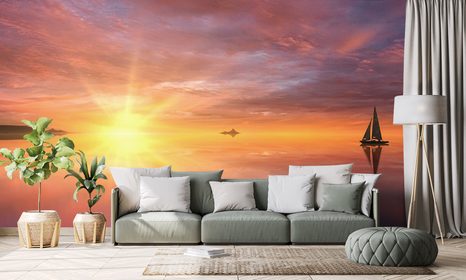 SAMOLEPÍCÍ TAPETA OPUŠTĚNÁ LOĎKA NA MOŘI - SAMOLEPÍCÍ TAPETY - TAPETY