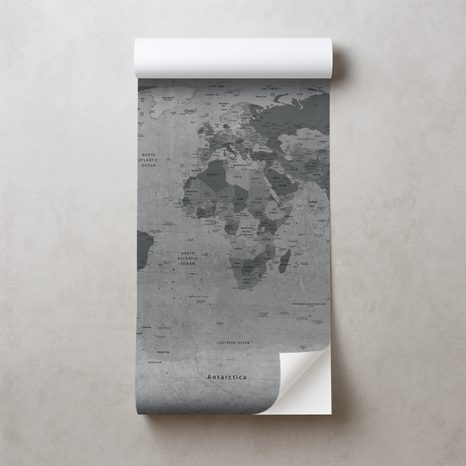 SAMOLEPILNA TAPETA ZEMLJEVID SVETA V SIVI IZVEDBI - TAPETE ZEMLJEVIDI - TAPETE