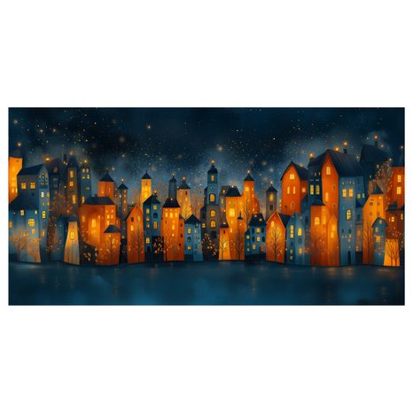 OBRAZ ZIMNÍ POHÁDKOVÁ VESNICE - BAREVNÉ DOMY - OBRAZY