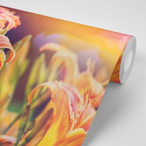 CARTA DA PARATI – FIORI IN GIARDINO - CARTA DA PARATI CON FIORI - CARTA DA PARATI