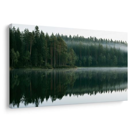 CANVASTAVLA DIMMIG SJÖ I SKOGEN - TAVLOR MED SJÖAR - TAVLOR