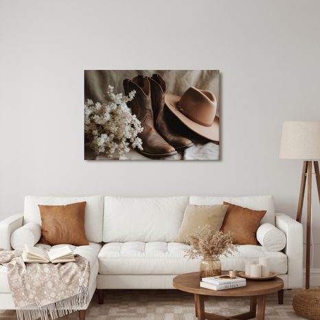 WANDBILD COWBOYSTIEFEL MIT HUT - STILLLEBEN-BILDER - BILDER