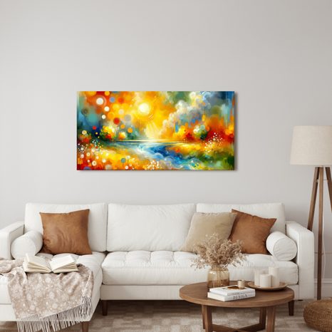 WANDBILD BLAUE WELLEN ZWISCHEN WIESEN - BILDER VON NATUR UND LANDSCHAFT - BILDER