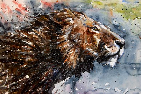 TAPETA KRÁL ZVÍŘAT V AKVARELU - TAPETY ZVÍŘATA - TAPETY