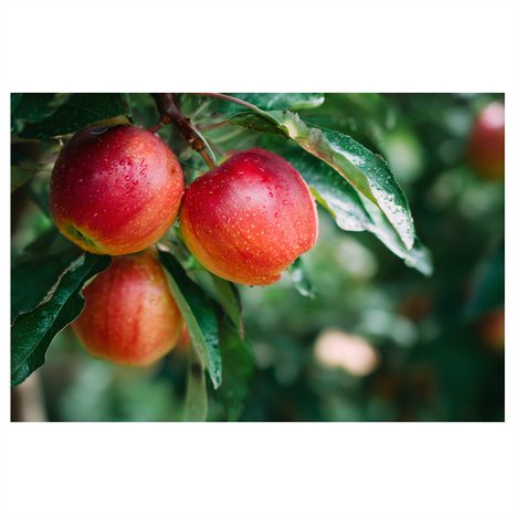 OBRAZ ČERSTVÉ JABLKA NA VĚTVI - OBRAZY JÍDLA A NÁPOJE - OBRAZY