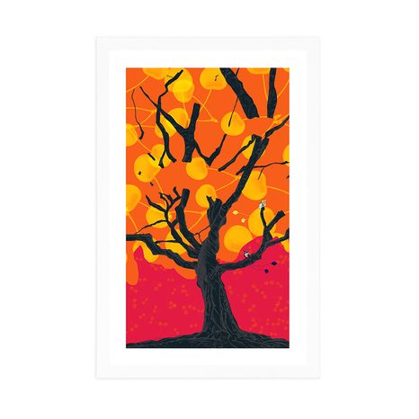 POSTER MIT PASSEPARTOUT BUNTER INTERESSANTER BAUM - MOTIVE AUS UNSERER WERKSTATT - POSTER