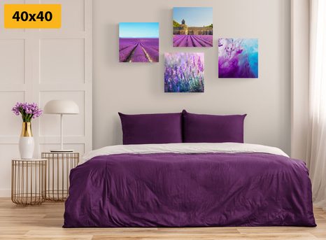 BILDER-SET LAVENDEL MIT ABSTRAKTION - BILDERSETS - BILDER