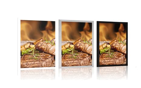 POSTER GEGRILLTES RINDSTEAK - MIT KÜCHENMOTIV - POSTER