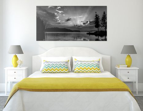 KÉP HEGYI TÓ FEKETE FEHÉRBEN - FEKETE-FEHÉR KÉPEK - KÉPEK