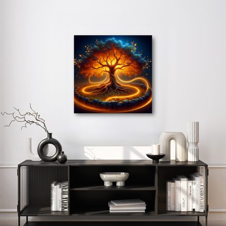 WANDBILD LEBENSBAUM IM FEUERRING - BILDER BÄUME DES LEBENS - BILDER