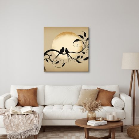 WANDBILD SILHOUETTEN IM MONDLICHT - BILDER VON VÖGELN - BILDER