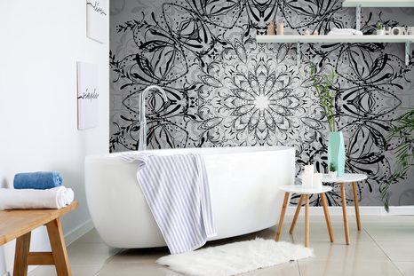 TAPETA ROZETA V ČERNOBÍLÉM PROVEDENÍ - TAPETY FENG SHUI - TAPETY