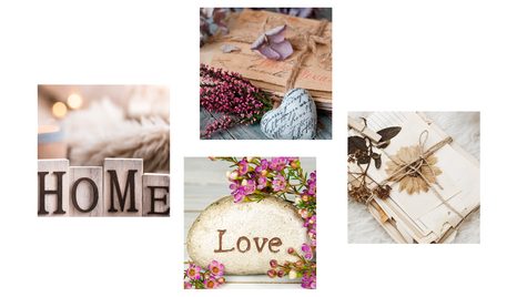 SET DI QUADRI – NATURA MORTA ACCOGLIENTE CON SCRITTE - COLLEZIONI DI QUADRI - STAMPE E QUADRI