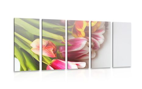 5 PART PICTURE BOUQUET OF COLORFUL TULIPS