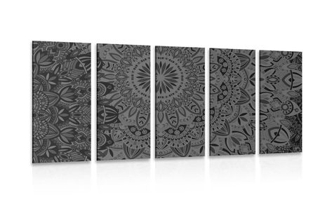 5 PART PICTURE STYLE MANDALA IN BLACK & WHITE