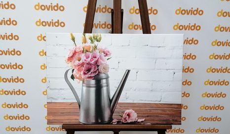 QUADRO SU TELA – BOUQUET DI FIORI IN ANNAFFIATOIO - QUADRI DI NATURE MORTE - STAMPE E QUADRI