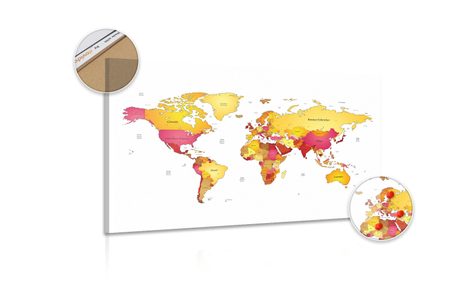 WANDBILD AUF KORK WELTKARTE IN FARBEN - WANDBILDER AUF KORK - BILDER