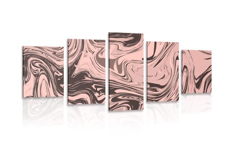 5-PIECE CANVAS PRINT ABSTRACT PATTERN IN AN OLD PINK SHADE