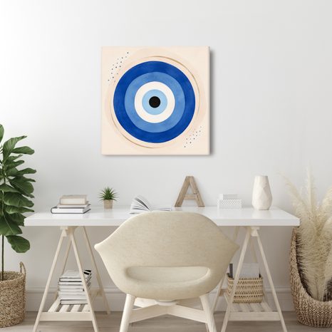 TABLEAU SUR TOILE – ŒIL TALISMANIQUE BLEU ABSTRAIT - TABLEAUX PAR THÈME - TABLEAUX