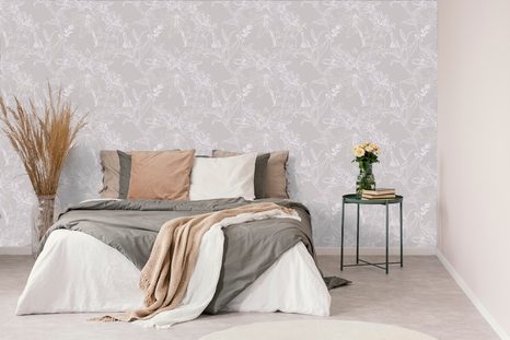 SAMOLEPÍCÍ TAPETA KRESLENÁ LILIE V ŠEDÉM PROVEDENÍ - SAMOLEPÍCÍ TAPETY - TAPETY