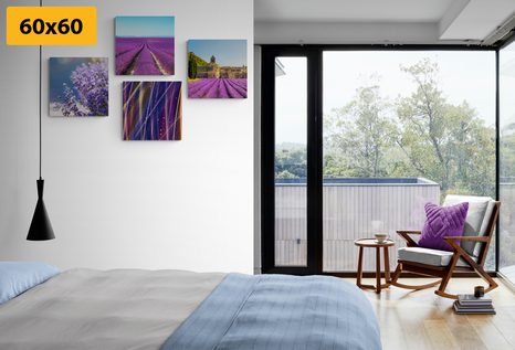 BILDER-SET LAVENDELFELD MIT ABSTRAKTION - BILDERSETS - BILDER