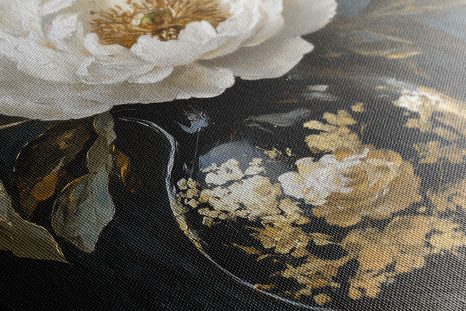 WANDBILD IMITATION VON ÖLGEMÄLDE BLUME IN EINER VASE - WANDBILDER VASEN - BILDER