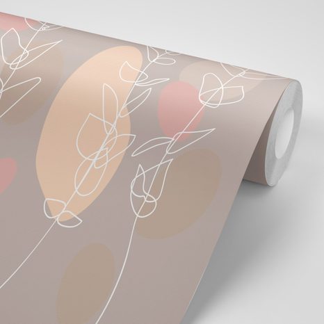 SELF ADHESIVE WALLPAPER MINIMALISTIC PLANTS IN BEAUTIFUL TONES - SELF-ADHESIVE WALLPAPERS - WALLPAPERS