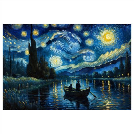 WANDBILD BOOT UNTER NACHTHIMMEL - BILDER VON NATUR UND LANDSCHAFT - BILDER