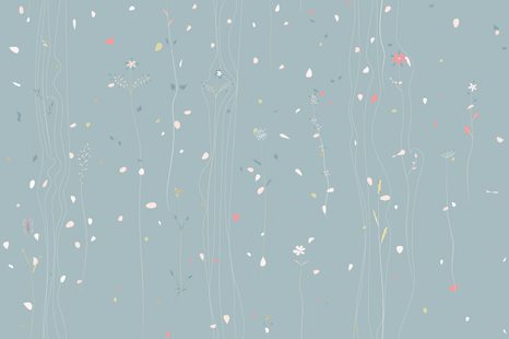 TAPETE MIT PFLANZENMOTIV IN BLAU - TAPETEN MIT BLUMENMOTIVEN - TAPETEN