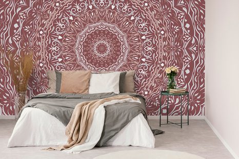 TAPETA MANDALA VE VINTAGE STYLU V RŮŽOVÉM ODSTÍNU - TAPETY FENG SHUI - TAPETY