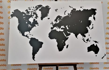 WANDBILD WELTKARTE IN SCHWARZ-WEISS - WELTKARTEN ALS BILDER - BILDER