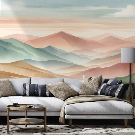 FOTOTAPETA PASTELOVÉ HORY V AKVARELU - TAPETY HORY - TAPETY